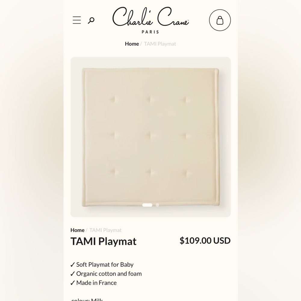 Charlie Crane padded TAMI baby playmat / color milk